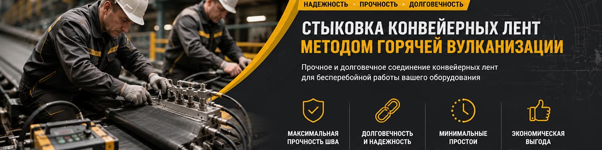 Горячая вулканизация конвейерных лент в цеху компании Протекс24